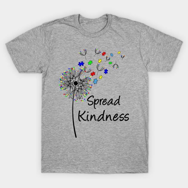 Autism Awareness Spread Kindness Dandelion Puzzle T-Shirt by LaurenElin